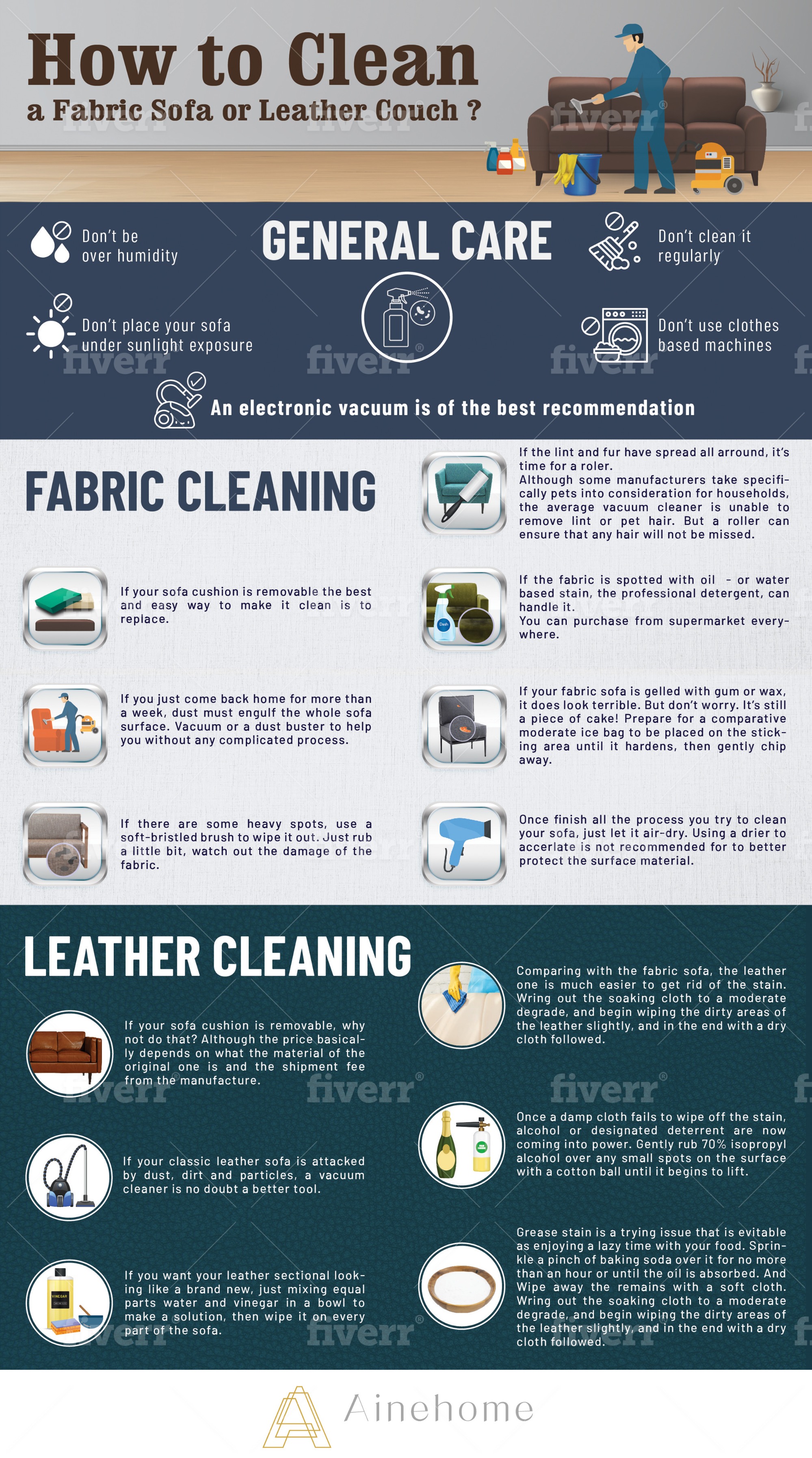 How to Clean a Fabric Sofa or Leather Couch by Ainehome