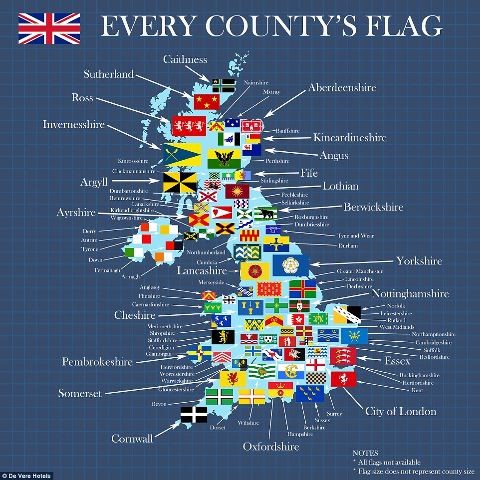 UK County Flags Map by De Vere Hotels