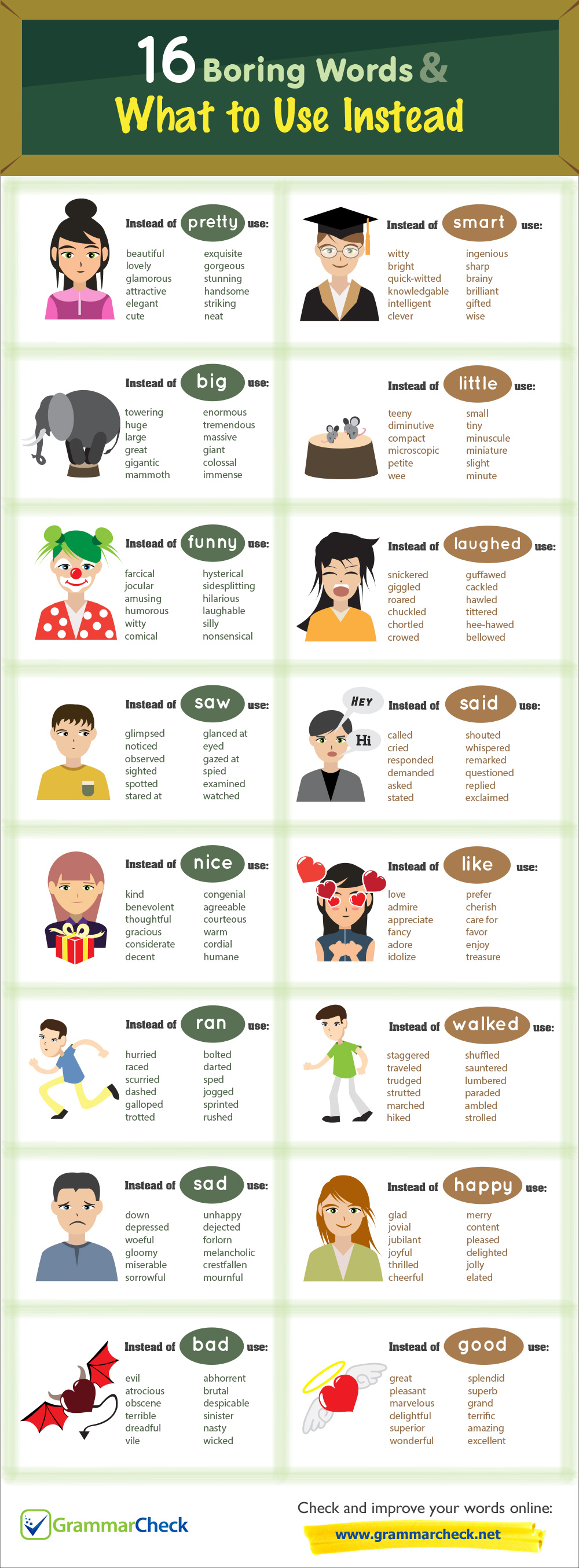 16 Boring Words & What to Use Instead - Infographic